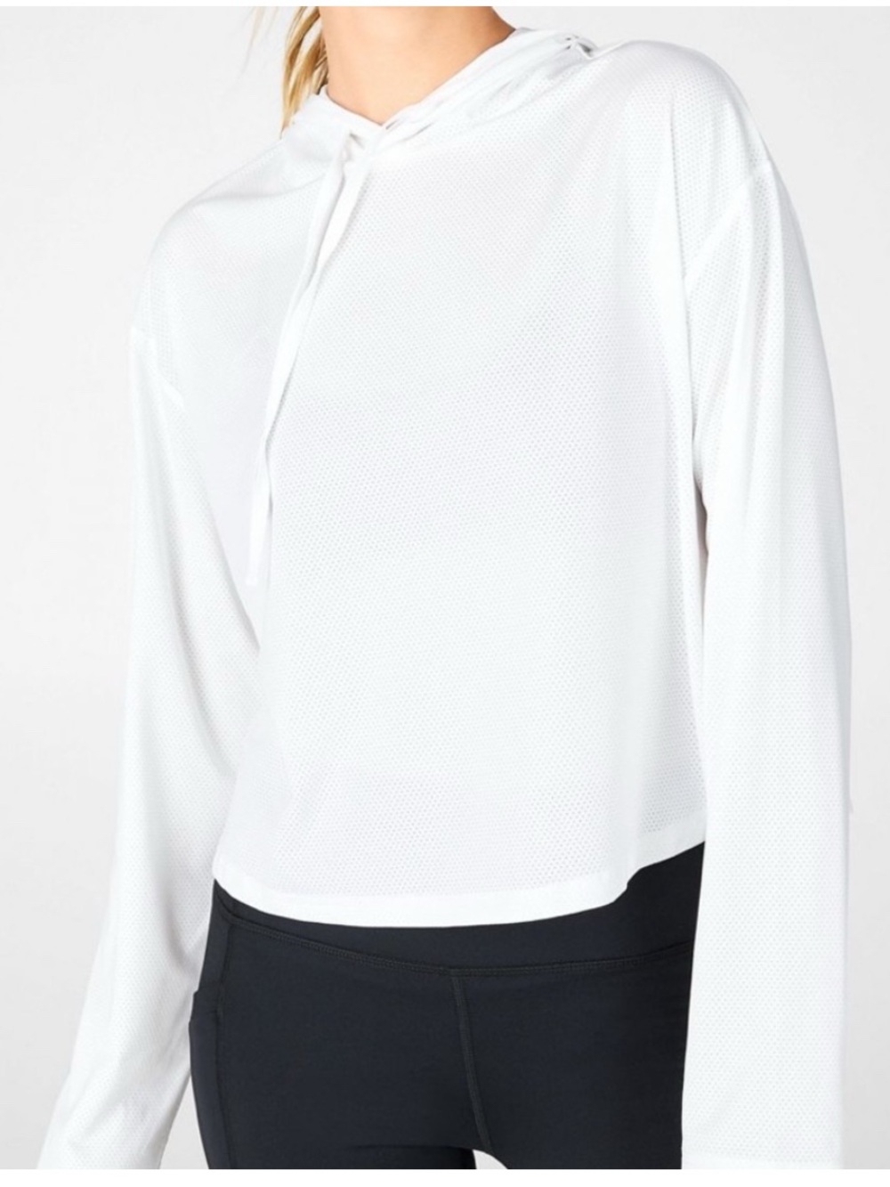 Fabletics KAIA cropped White Lightweight Hooded Pullover